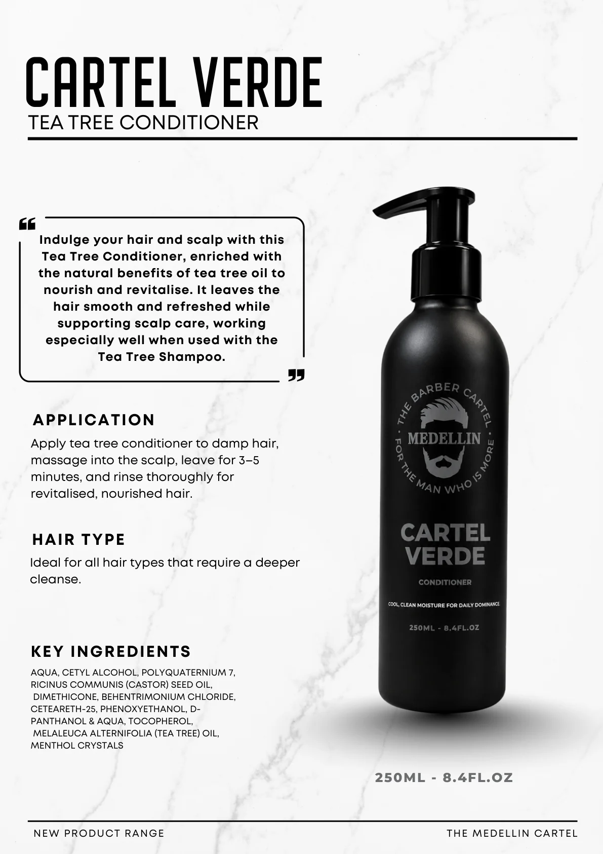 Original product guide for Cartel Verde Tea Tree Conditioner